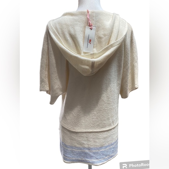 Vineyard Vines hooded sweater stripe Cashmere/Linen, SZ medium, ivory, (NWT) - Picture 2 of 14
